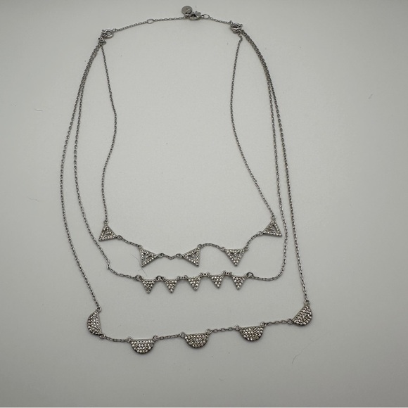 Stella & Dot Pave Chevron Silver tone Necklace with 3 Interchangeable Layers - Picture 10 of 16
